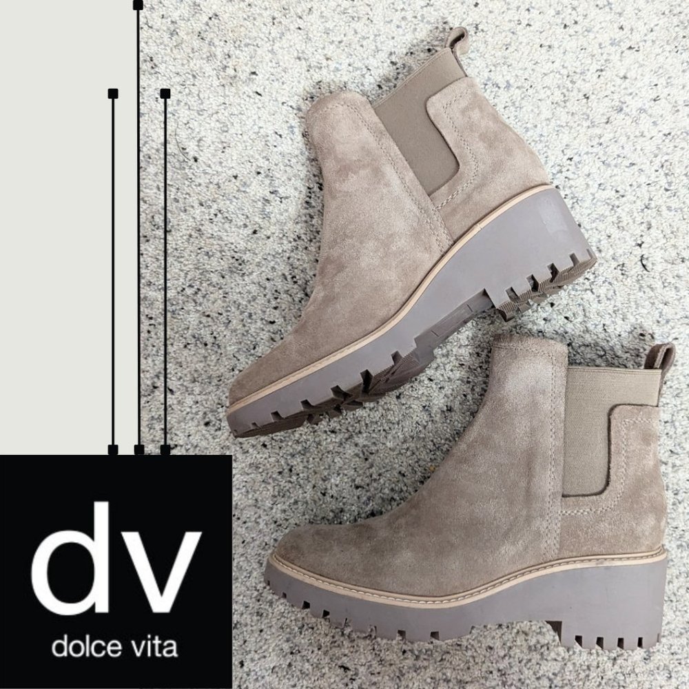 Dolce Vita Grey Suede Leather Chelsea Boots